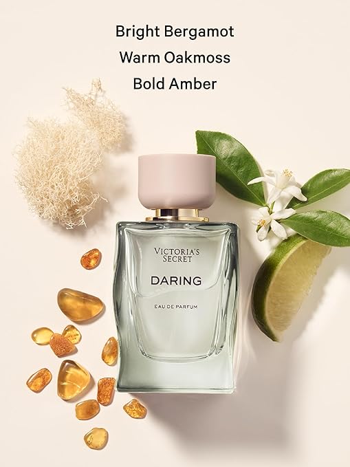 Victoria's Secret Daring Eau de Parfum, Notes of Bright Bergamot, Warm Oakmoss and Bold Amber, Perfumes for Women (3.4 oz)